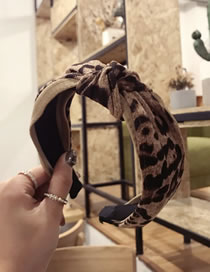 Simple Khaki Leopard Pattern Decorated Hair Hoop