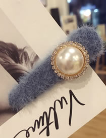 Fashion Blue Pearl&diamond Decorated Hair Clip