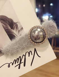 Fashion Gray Pearl&diamond Decorated Hair Clip