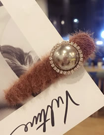 Fashion Coffee Pearl&diamond Decorated Hair Clip