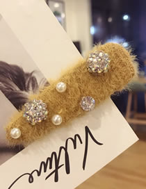Fashion Yellow Pearl&diamond Decorated Hair Clip