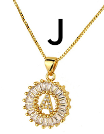 Simple Gold Color Letter J Shape Decorated Necklace