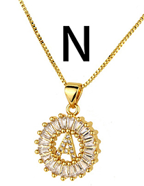 Simple Gold Color Letter N Shape Decorated Necklace