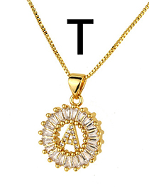 Simple Gold Color Letter T Shape Decorated Necklace