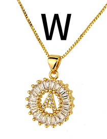 Simple Gold Color Letter W Shape Decorated Necklace