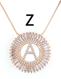 Simple Rose Gold Letter Z Shape Decorated Necklace
