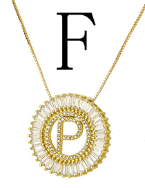 Simple Gold Color Letter F Shape Decorated Necklace