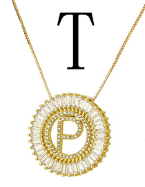 Simple Gold Color Letter T Shape Decorated Necklace