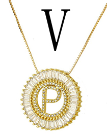 Simple Gold Color Letter V Shape Decorated Necklace