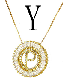 Simple Gold Color Letter Y Shape Decorated Necklace