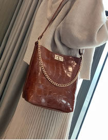 Vintage Brown Buckle Decorated Shoulder Bag