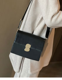 Fashion Black Square Shape Decorated Shoulder Bag