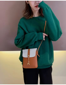 Fashion Brown Color Matching Decorated Shoulder Bag