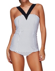 Sexy White Dots Pattern Decorated V Neckline Bikini