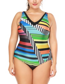 Sexy Multi-color V Neckline Design Color Matching Bikini