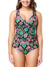 Sexy Multi-color V Neckline Design Flower Pattern Bikini