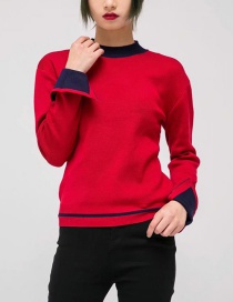 Fashion Red Round Neckline Design Sweater
