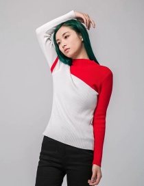 Fashion White Color Matching Decorated Sweater
