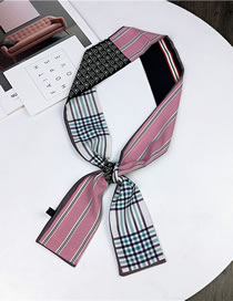 Fashion Pink+black Grid Pattern Decorated Small Scarf