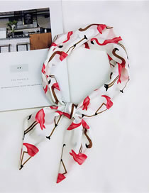 Lovely White Flamingo Pattern Decorated Wide Scarf