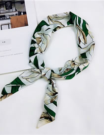 Lovely Green+white Flowers Pattern Decorated Wide Scarf