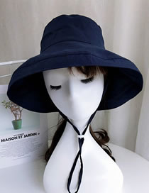 Lovely Navy Pure Color Design Sunshade Fisherman Hat