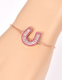 Fashion Rose Gold Diamond Decorated U Shape Bracelet