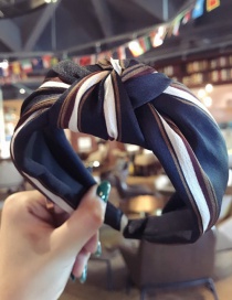 Elegant Navy Stripe Pattern Decorated Hair Hoop
