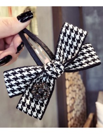 Elegant Black+white Diamond Decorated Bowknot Shape Hairpin