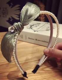 Elegant Gray Pearls Decorated Rabbit Ears Hair Hoop