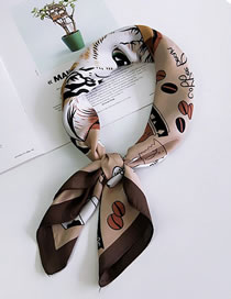 Fashion Coffee+brown Cat Pattern Decorated Small Scarf