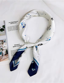 Fashion Blue Cat Pattern Decorated Small Scarf