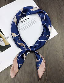 Fashion Navy Flamingo Pattern Decorated Small Scarf