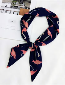 Fashion Navy Flamingo Pattern Decorated Small Scarf
