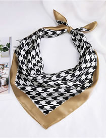 Fashion Yellow+white Grid Pattern Decorated Small Scarf