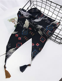 Fashion Black Feather Pattern Decorated Small Scarf
