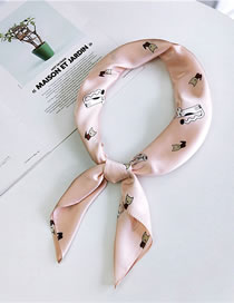 Fashion Pink Cat Pattern Decorated Small Scarf