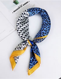 Fashion Blue+white Leopard Pattern Decorated Small Scarf