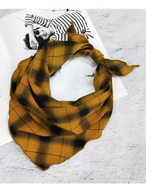 Fashion Yellow Grid Pattern Decorated Small Scarf