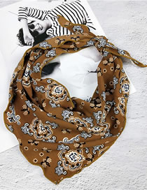 Fashion Brown Flower Pattern Decorated Small Scarf