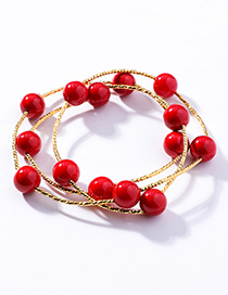 Sweet Red Pearls Decorated Pure Color Bracelet