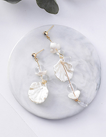 Sweet Gold Color Shell Decorated Asymmetric Earrings
