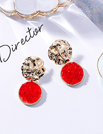 Sweet Red Double Round Shape Design Earrings