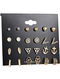 Elegant Alloy Palm&heart Shape Decorated Earrings(12pairs)