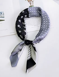 Fashion Black+gray Flowers Decorated Color Matching Scarf
