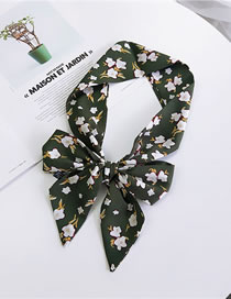 Fashion Green Flowers Pattern Decorated Small Scarf