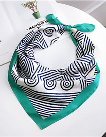 Fashion Green Lines Pattern Decorated Small Scarf