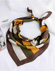 Fashion Coffee Square Shape Pattern Decorated Scarf