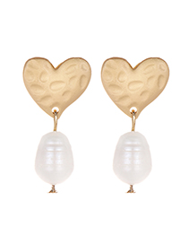 Elegant Gold Color Pearls Decorated Heart Shape Earrings