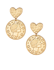 Elegant Gold Color Coins Decorated Pure Color Earrings